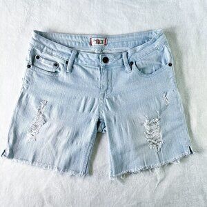 Women's Tilt Denim Shorts | Light Blue Wash | Distressed | Size 7 | Stretch
